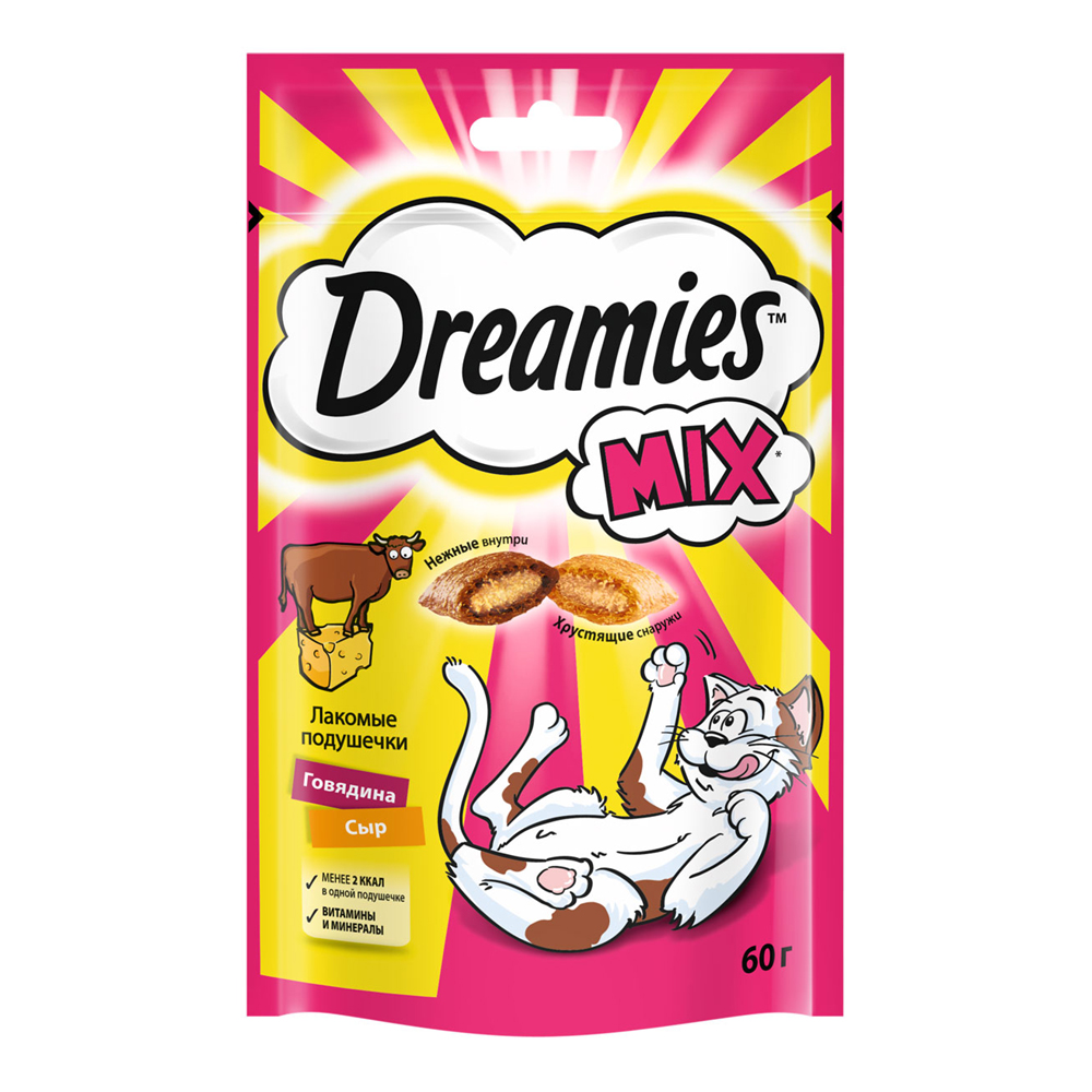 ПР0049155 Лакомство для кошек MIX (Микс) говядина, сыр 60г Dreamies 