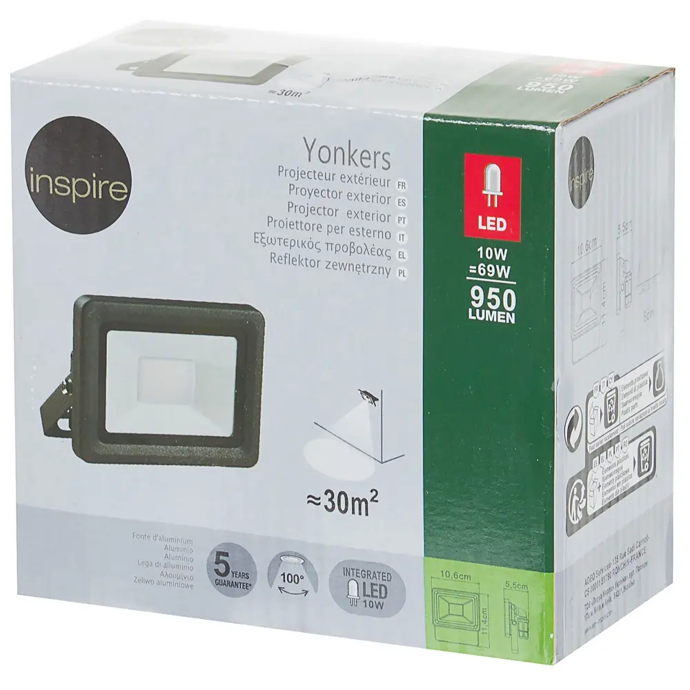 Прожектор светодиодный Yonkers, 10 Вт, IP65 18850951 STLM-2009793 INSPIRE  - Вид №3