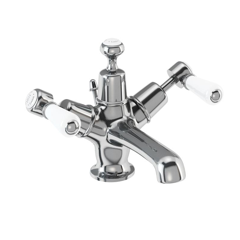 Burlington Смеситель для раковины Kensington со всплывающим клапаном для мусора Четверть оборота с акцентом Медичи KE4-QT MED  - Вид №1