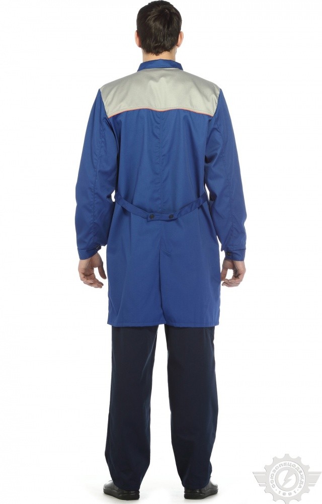 65770 Халат "Профессионал" мужской василек-светло-серый  Одежда для обслуживающего персонала  размер 64-66/182-188 Спецодежда  - Вид №3