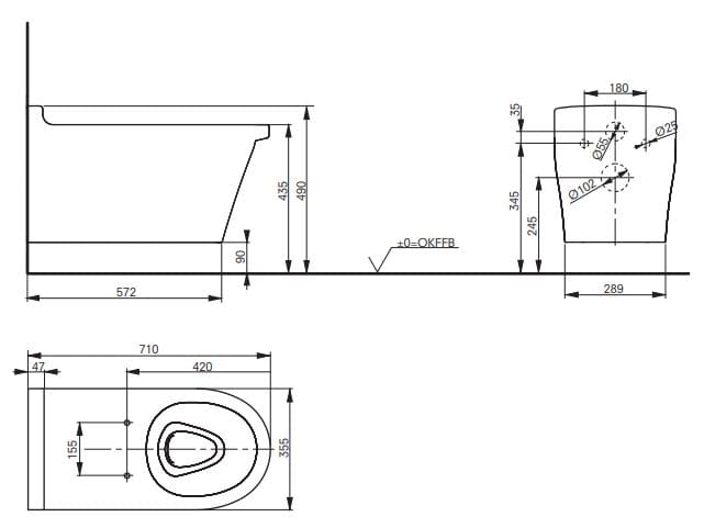 Керамический подвесной туалет TOTO CF CW142Y ARCH-00039630 - Вид №2
