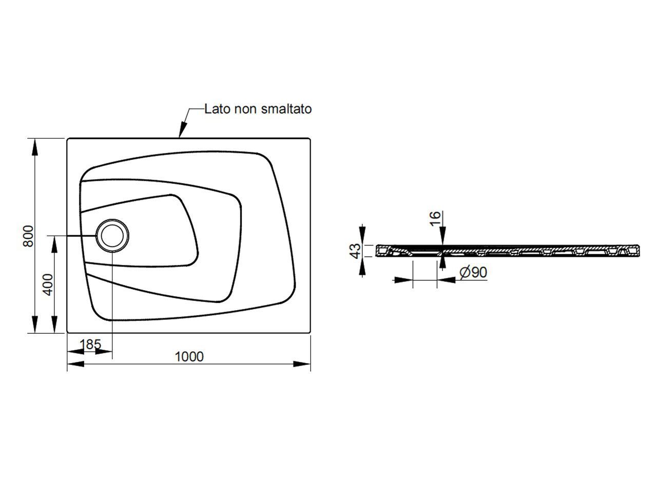 Керамический нескользящий прямоугольный поддон для душа Ceramica Dolomite за пределами ARCH-00148401 - Вид №117