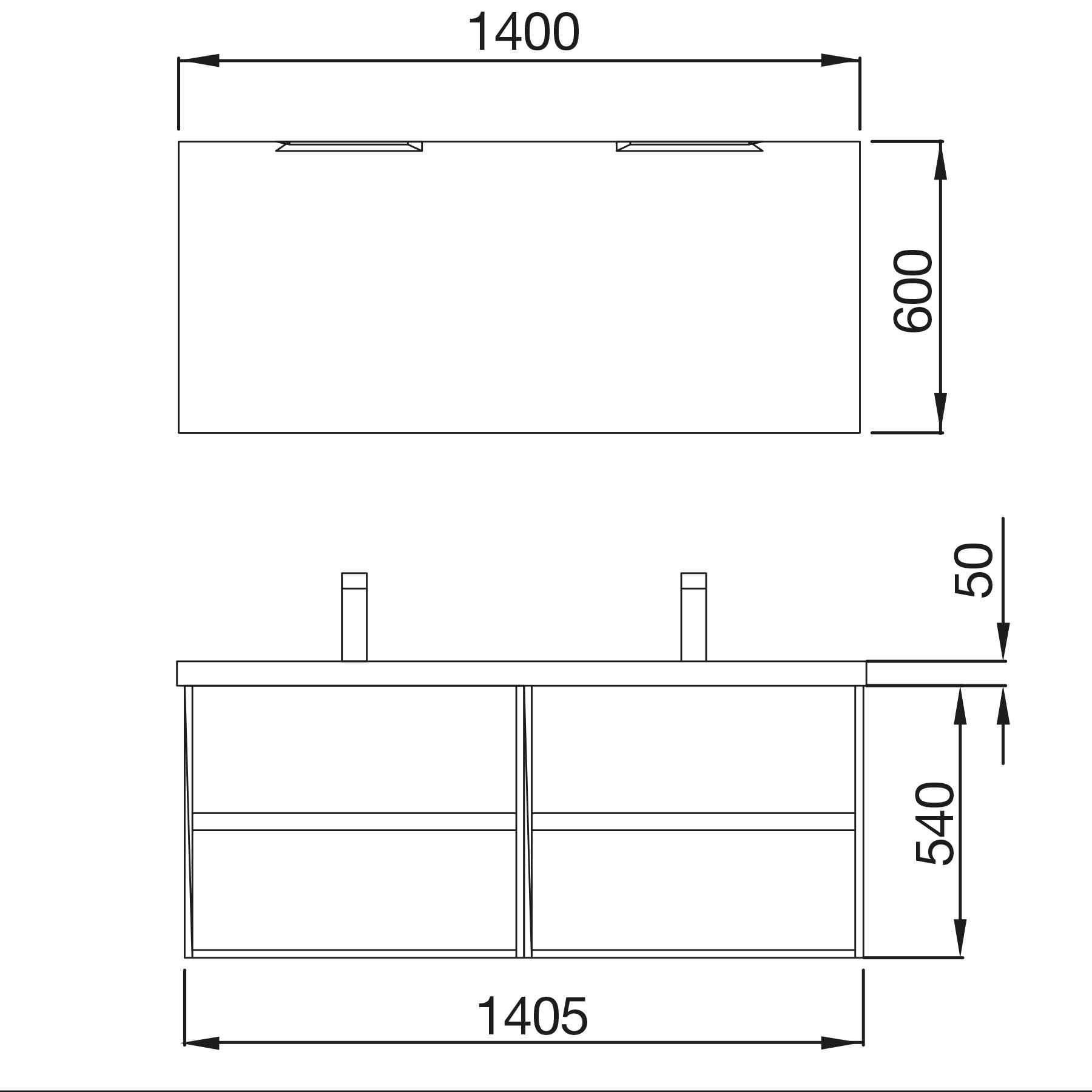 85095 SALGAR Комплект мебели для ванной NOJA 1400 MATT GREY + Раковина + Зеркало + Свет Мэтт Грей - Вид №1