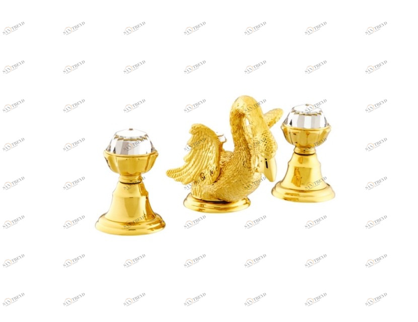 039241.A00.50 Раковина с тремя отверстиями и кристаллами swarovski swan series Яркий хром Mestre