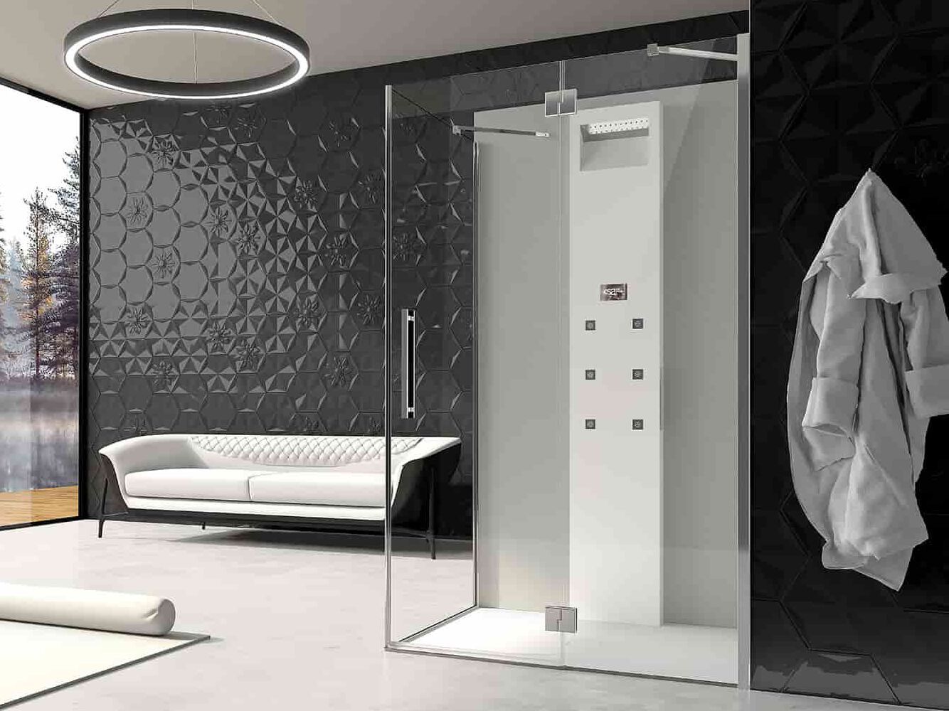 Стальная и стеклянная угловая душевая кабина с распашной дверью CSA Box Doccia FIORELLA ARCH-00049611 - Вид №1