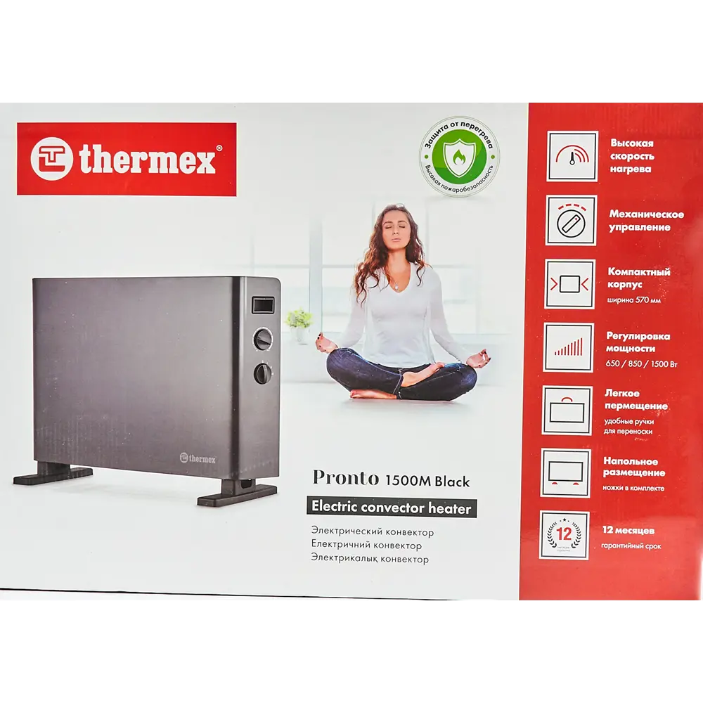 Конвектор электрический Thermex Pronto 1500M Black с механическим термостатом 1500 Вт цвет черный 82745695 STLM-2001707  - Вид №4
