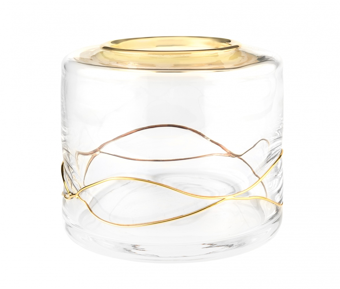 6624/CH Surya Crystal Stream, круглая емкость для гигиенических принадлежностей, цвет хром 