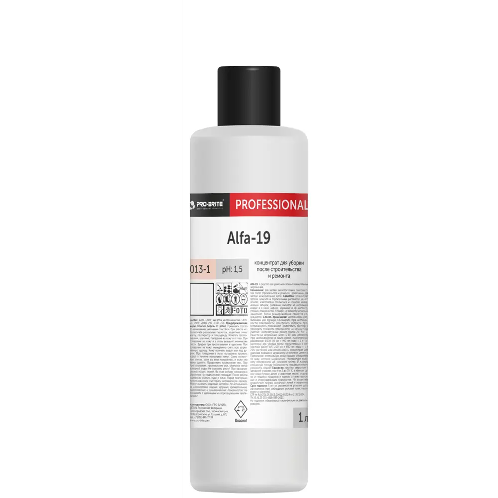 Концентрат для уборки после строительства и ремонта Pro-Brite Alfa-19 1 л 89361243 STLM-2115649 