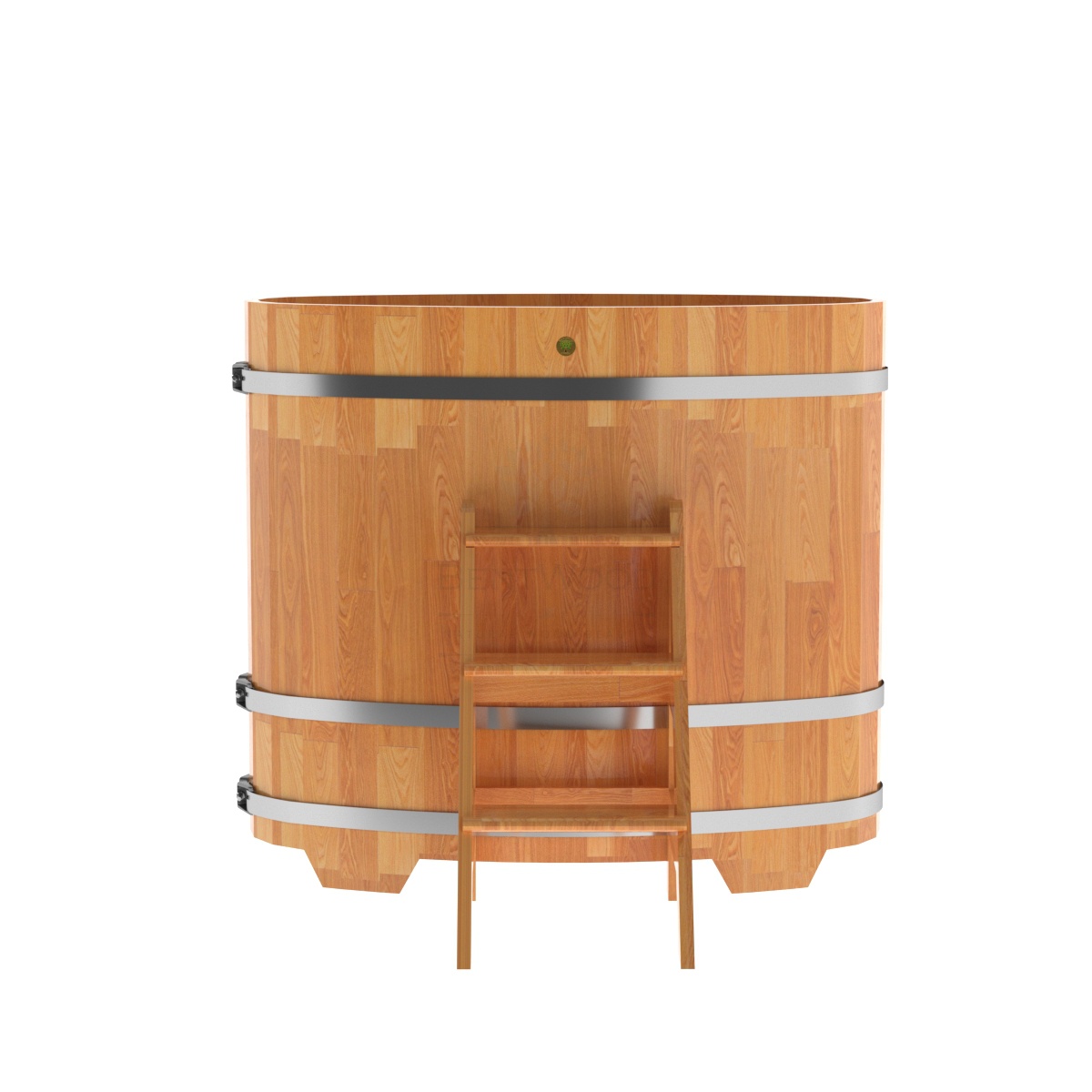 1375 Купель овальная из сращенных ламелей лиственницы 0,69х1,31х1,2 натуральная Alyarus  - Вид №3