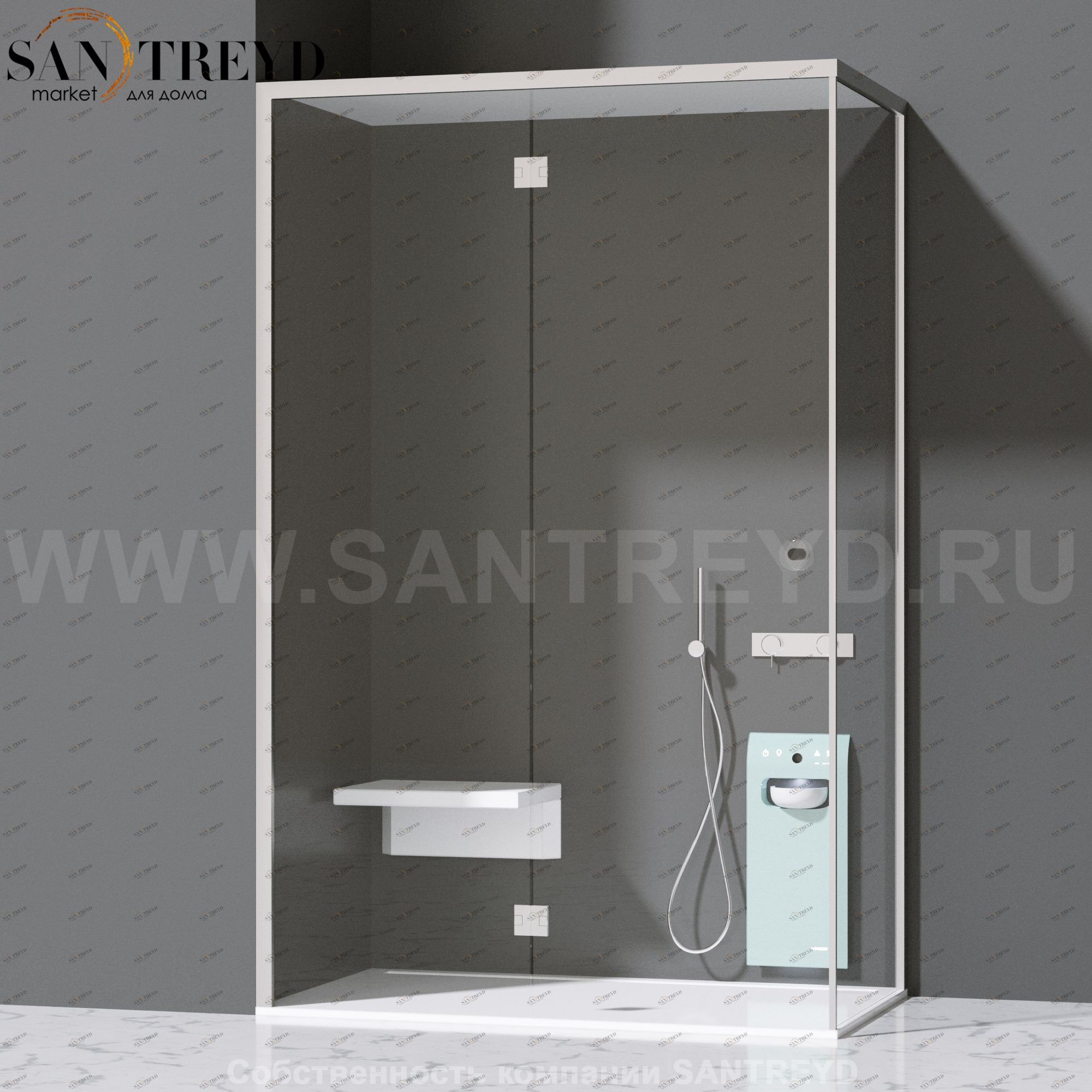 Effegibi FITBOX B Душевая кабина с профилем из алюминия. Установка: в левый угол. Размеры: длина 139 см, Дверные петли на стекле FB10010007