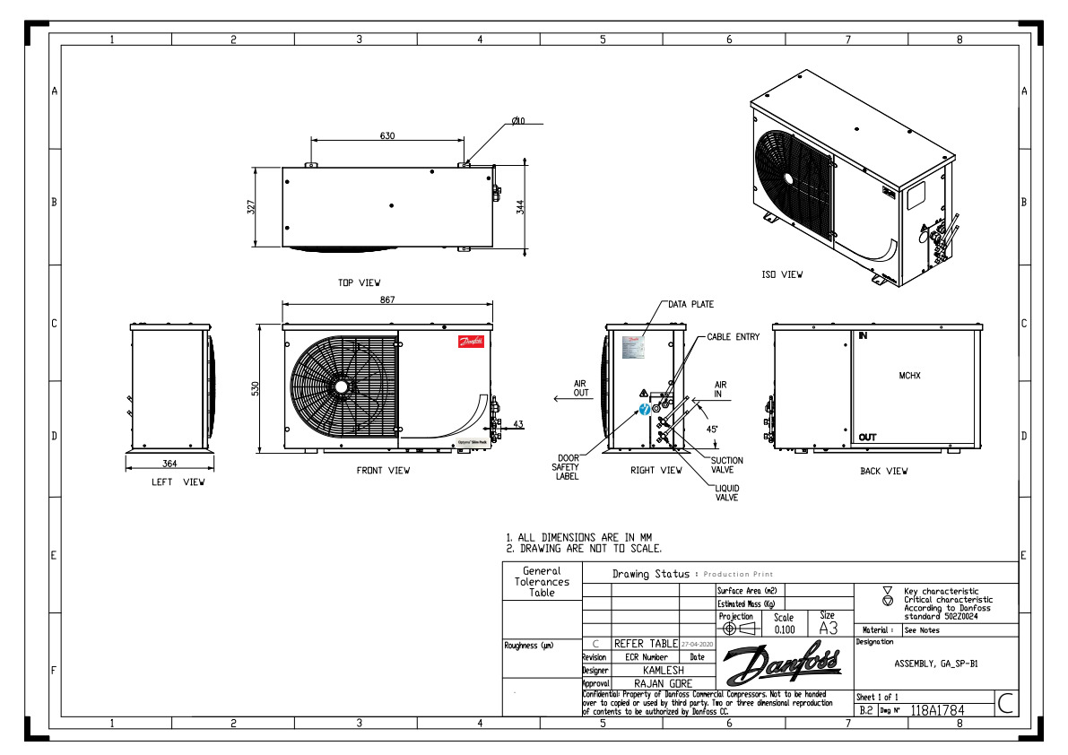 Danfoss OP-MSYM — компрессорно-конденсаторный агрегат OP-MSYM009MYW05G Агрегат компр.-конд. 114X7108  - Вид №7