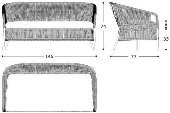 Varaschin 2-местный садовый диван из синтетического волокна Cricket sun-id-1462371 - Вид №9
