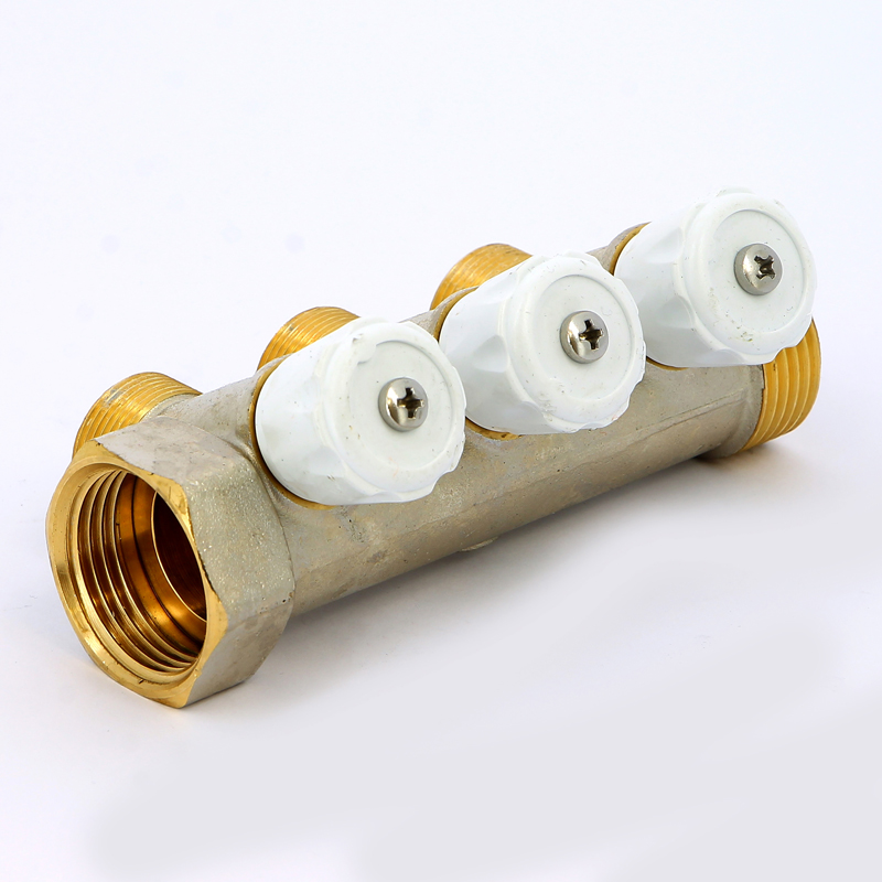 Коллектор НВ 1" с вентилями никелированный EMMETI 3 выхода М24х19 36мм 01307285 - Вид №2