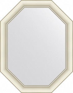 BY 7434 Зеркало в багетной раме - белый с серебром 60 mm EVOFORM Octagon
