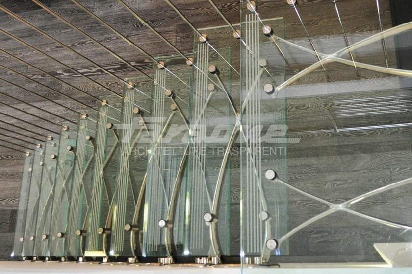 FARAONE Консольная лестница из нержавеющей стали и стекла sun-id-1490682 - Вид №9