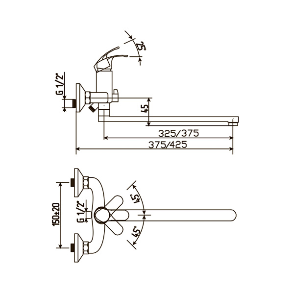 35-L40/K OKSA  Смеситель универсальный  ARGO kran 35l40koksa - Вид №1