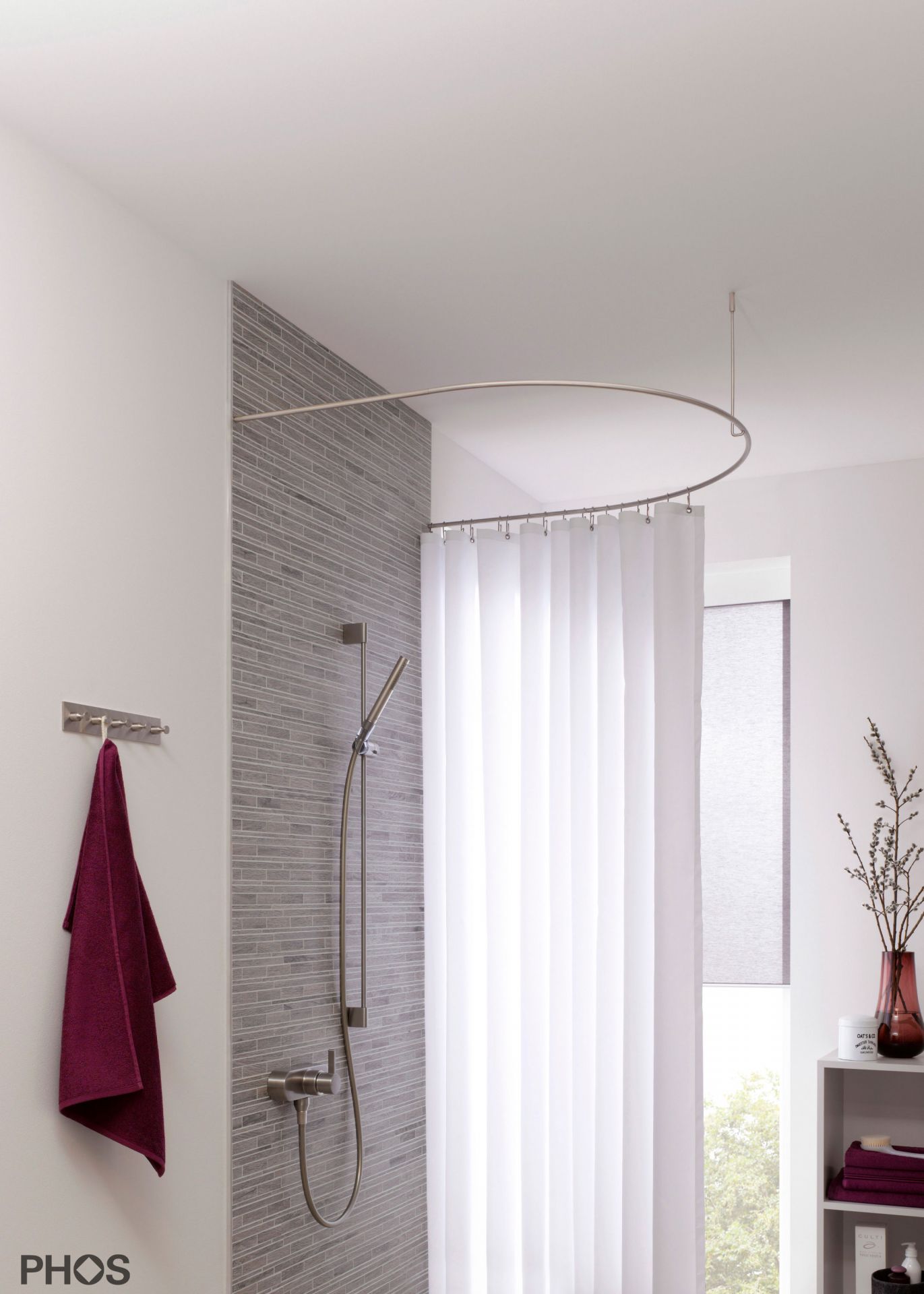 DR500HD1000 Карниз для душевой занавески полукруглый, 100 x 100 см PHOS  - Вид №2