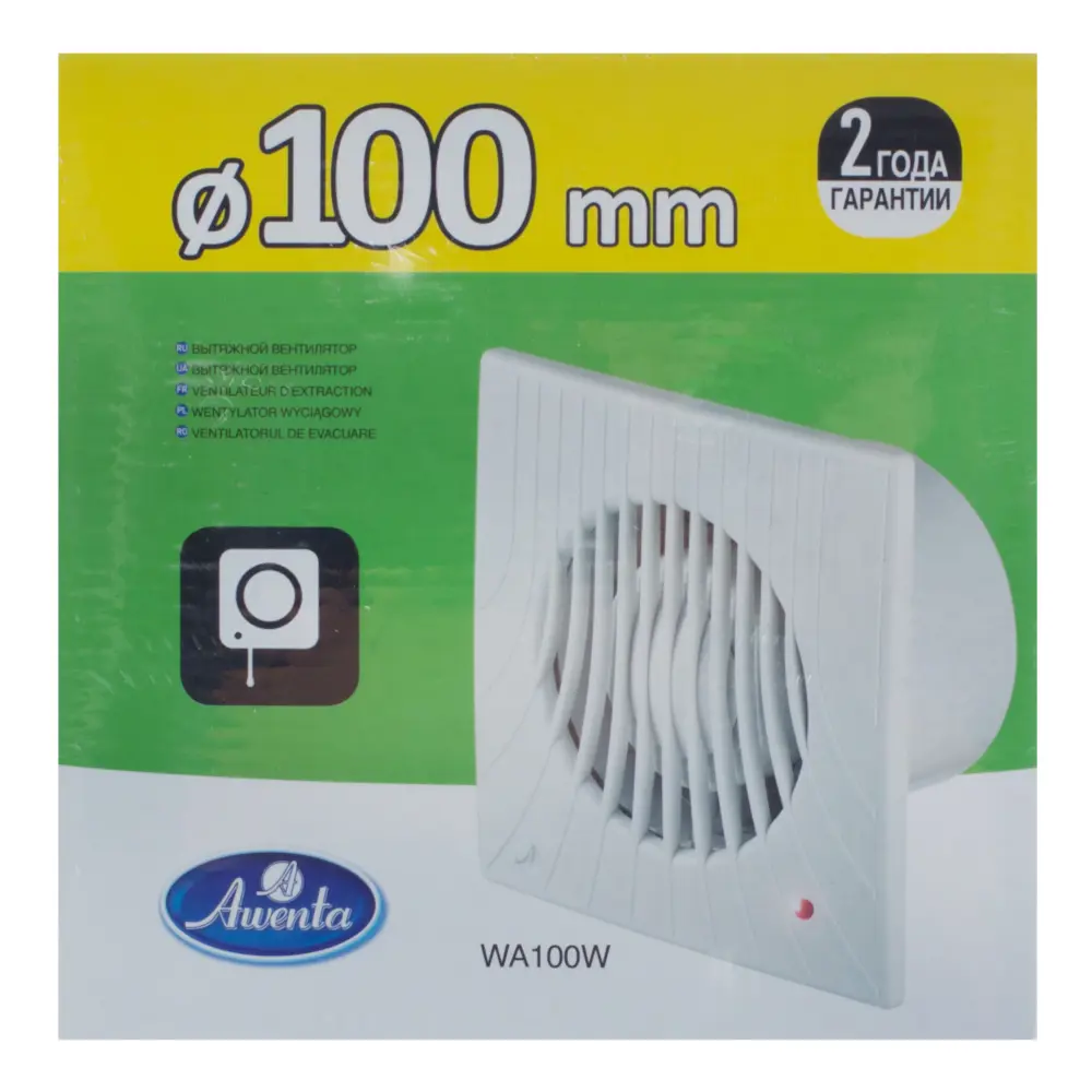 Вентилятор осевой вытяжной Awenta WA100 D100 мм 35 дБ 98 м³/ч цвет белый STLM-2143224 - Вид №2