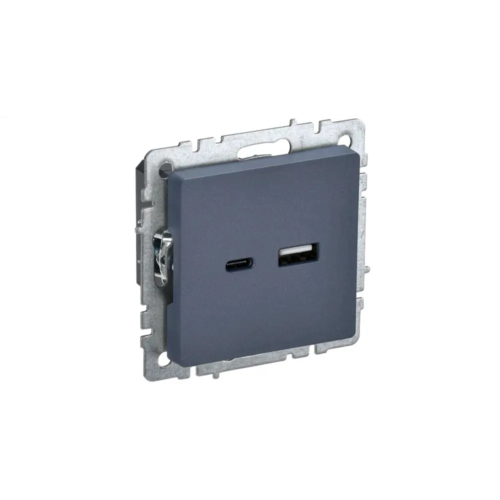 Розетка USB встраиваемая IEK Brite РЮ11-1-БрМ цвет морская волна цвет маренго 89361856 STLM-2180457
