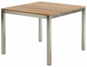 solpuri Квадратный садовый стол из нержавеющей стали и дерева Classic stainless steel