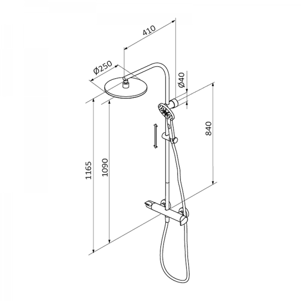 40440402XL PREMIUM Черный GRB Сухой смеситель для душа с колонкой Черный GRB MIXERS  - Вид №1