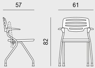 Viganò Пластиковый стул с подлокотниками с открытой спинкой Madam collettività sun-id-1474139 - Вид №3