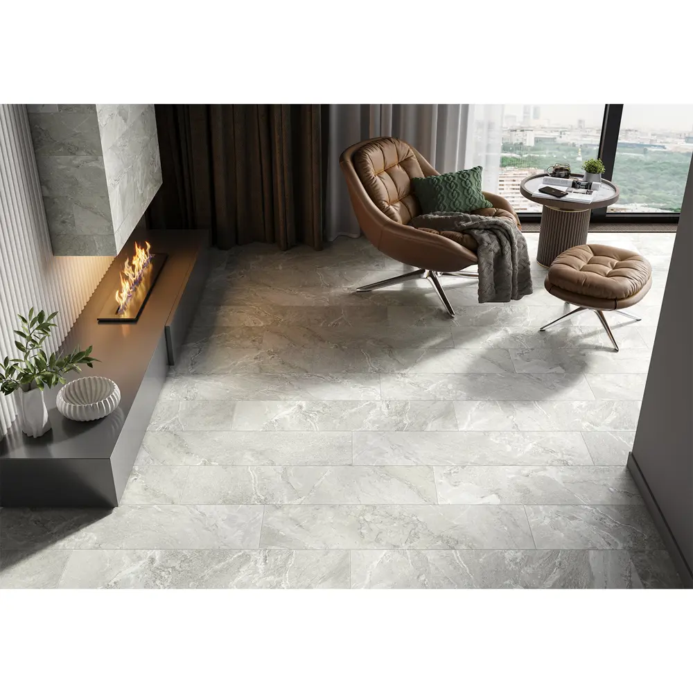 Глазурованный керамогранит Alma Ceramica Tiberio 70 20x90 см 1.62 м² матовый цвет светло-серый 89456756 STLM-2140657