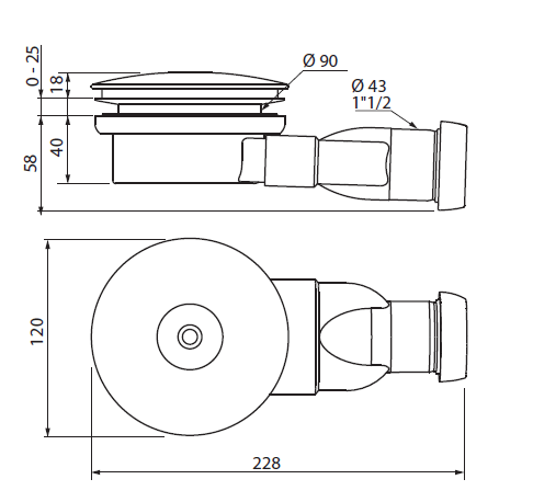 Сифон для поддонов CEZARES CZR-02-90  - Вид №1