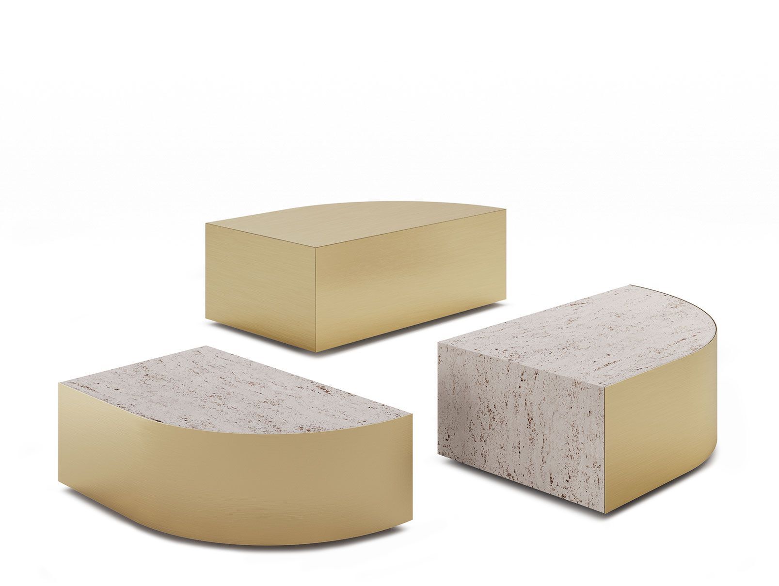 Журнальный столик из травертина и латуни Ginger & Jagger Earth to Earth ARCH-00033896 - Вид №1