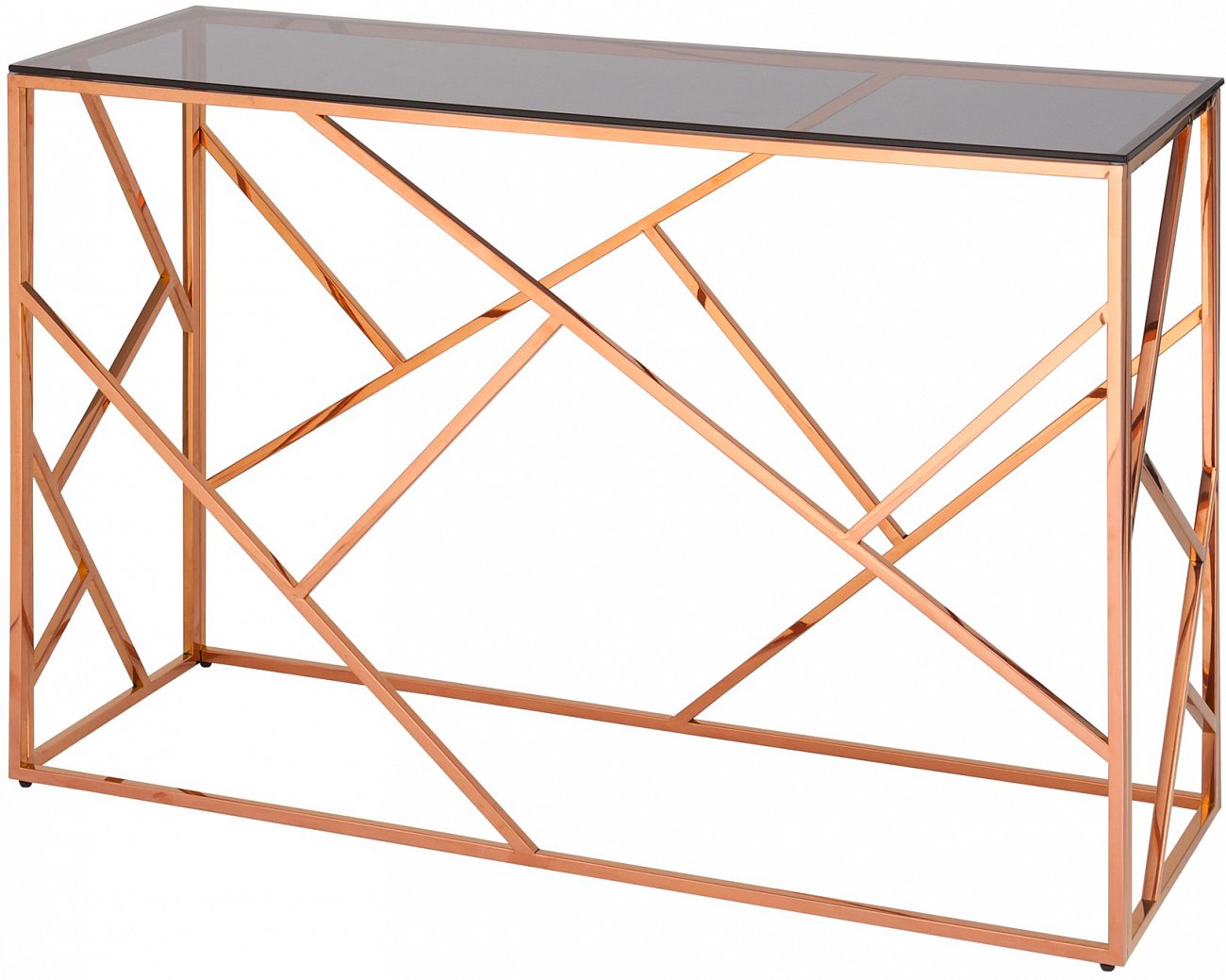 Консоль стеклянная 120х40 см дымчатая с розовым золотом "Арт Деко" STOOL GROUP  00-3881895 Золото;розовый  - Вид №1