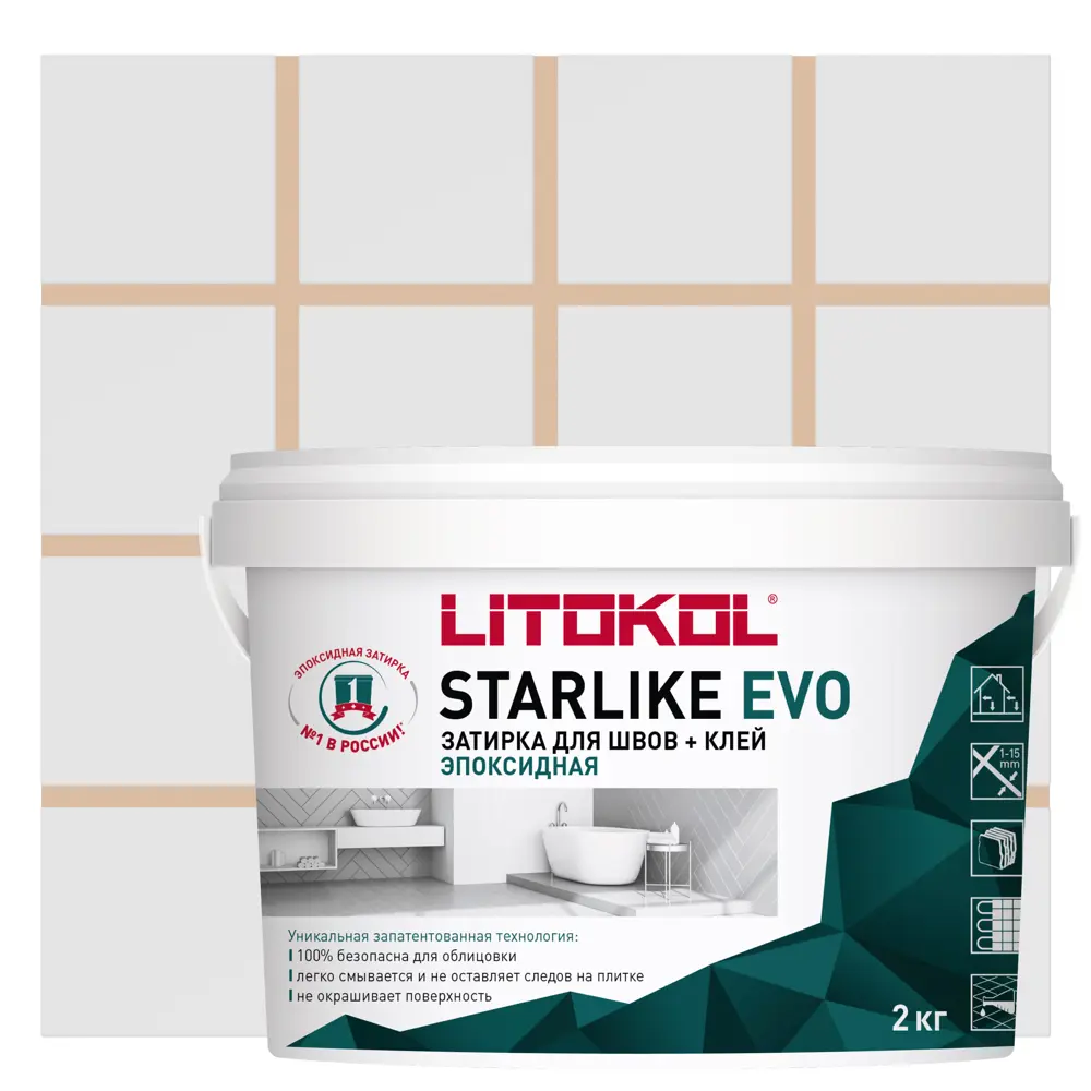 Litokol Starlike Evo - эпоксидная затирка и клей для плитки цвет травертино 82860180 STLM-0037238