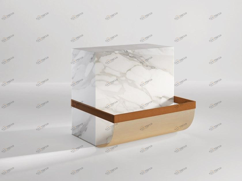 Secolo Ambrogio Приставной столик из мрамора Standard, сатинированная или полированная сталь с кожаным ремнем 