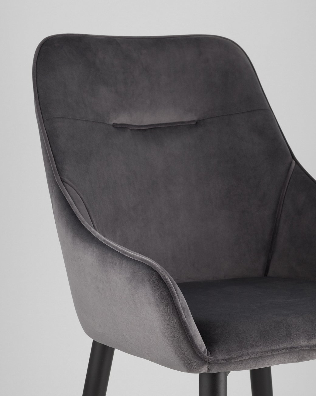 Стул с подлокотниками мягкий серый с черными металлическими ножками "Диана" STOOL GROUP ДИЗАЙНЕРСКИЕ 00-3881951 Серый  - Вид №5