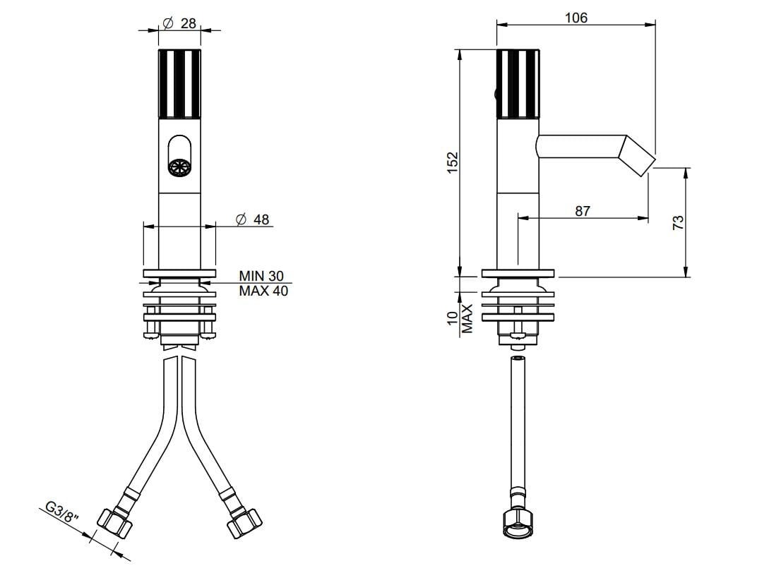 Смеситель для биде с одной ручкой из нержавеющей стали Rubinetterie Treemme 28mm ARCH-00108548 - Вид №2