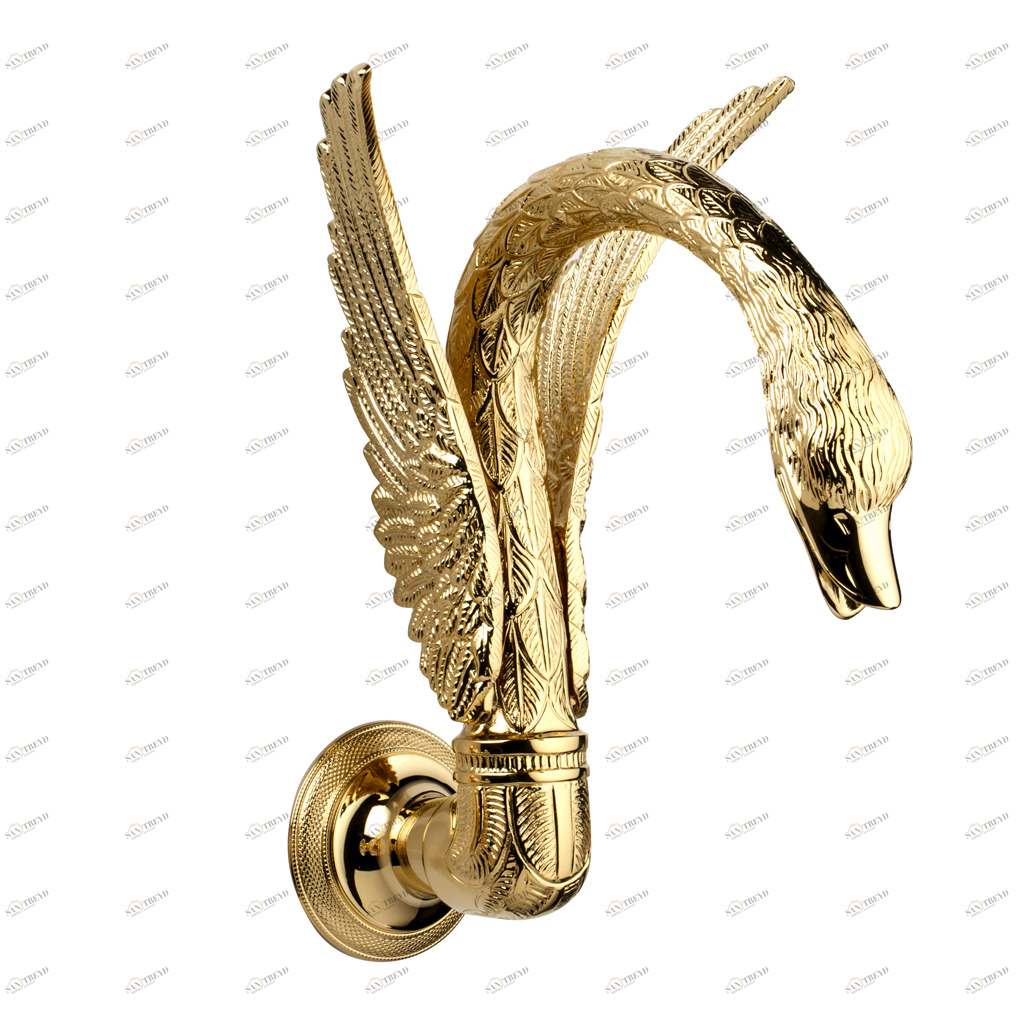 C46-1WS1 C46-1WS1 Излив для раковины настенный Пылающий лебедь Cristal & Bronze CYGNE FLAMANT 