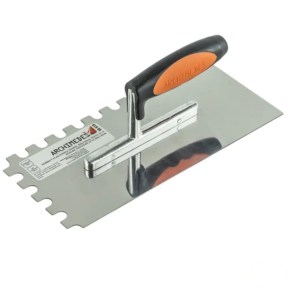 Кельма зубчатая с двухкомпонентной ручкой зуб 12х12 мм, 130 мм ARCHIMEDES STLM-2118478