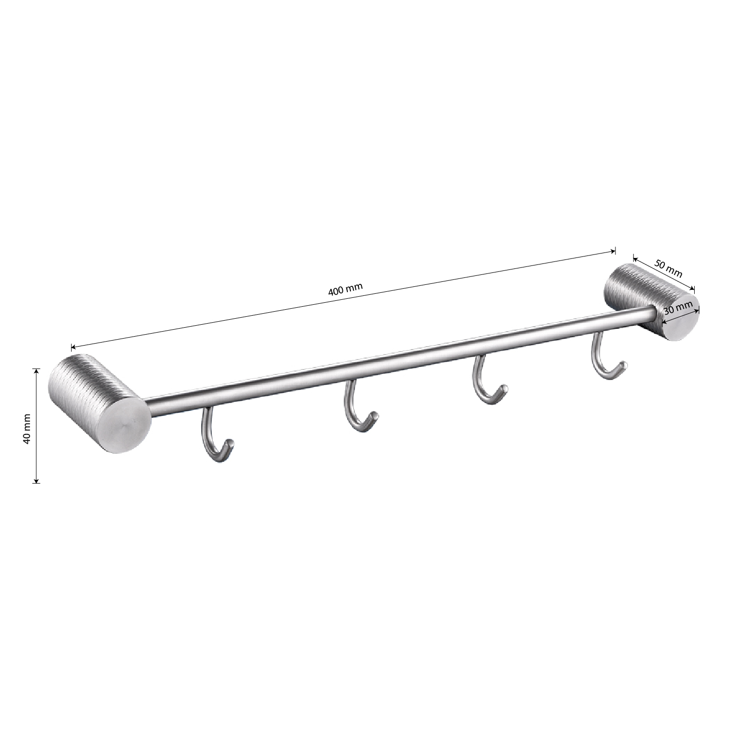 GFmark - Вешалка с четырьмя крючками, прямая, из нержавеющей стали с резным креплением, код: 81205  - Вид №3