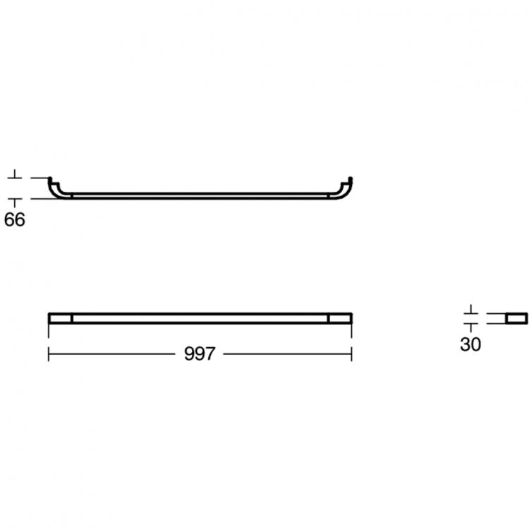 R4360WG Ручка для тумбы и декоративного модуля 997x66x30 мм для раковины Ideal Standard TONIC II - Вид №4