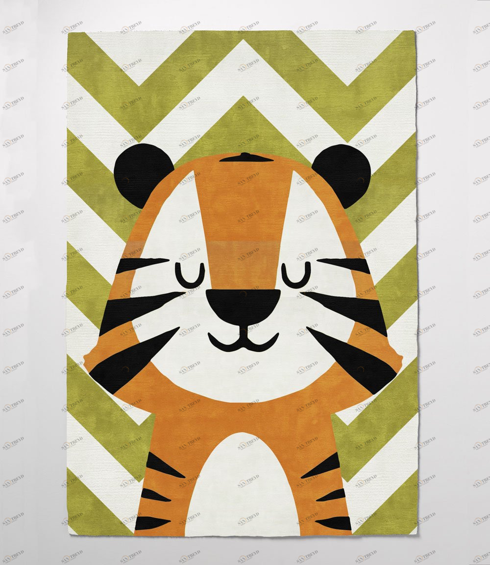 Ковер детский Tiger Cub Green 140х200 зеленый RUGBERRY TIGER CUB 326145 Зеленый;оранжевый 