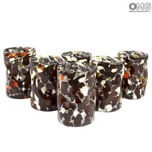 4169 ORIGINALMURANOGLASS Набор из 6 бордовых стаканов Гото - муранское стекло OMG 8 см