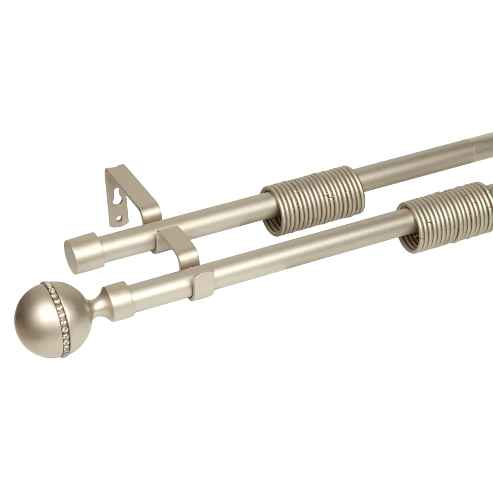 Карниз двухрядный раздвижной Шар d19/16 мм 160-320 см сталь цвет бежевый 88873923 STLM-2137397 Santreyd 