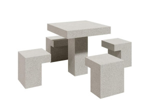 Бетонный стол для пикника со встроенными стульями