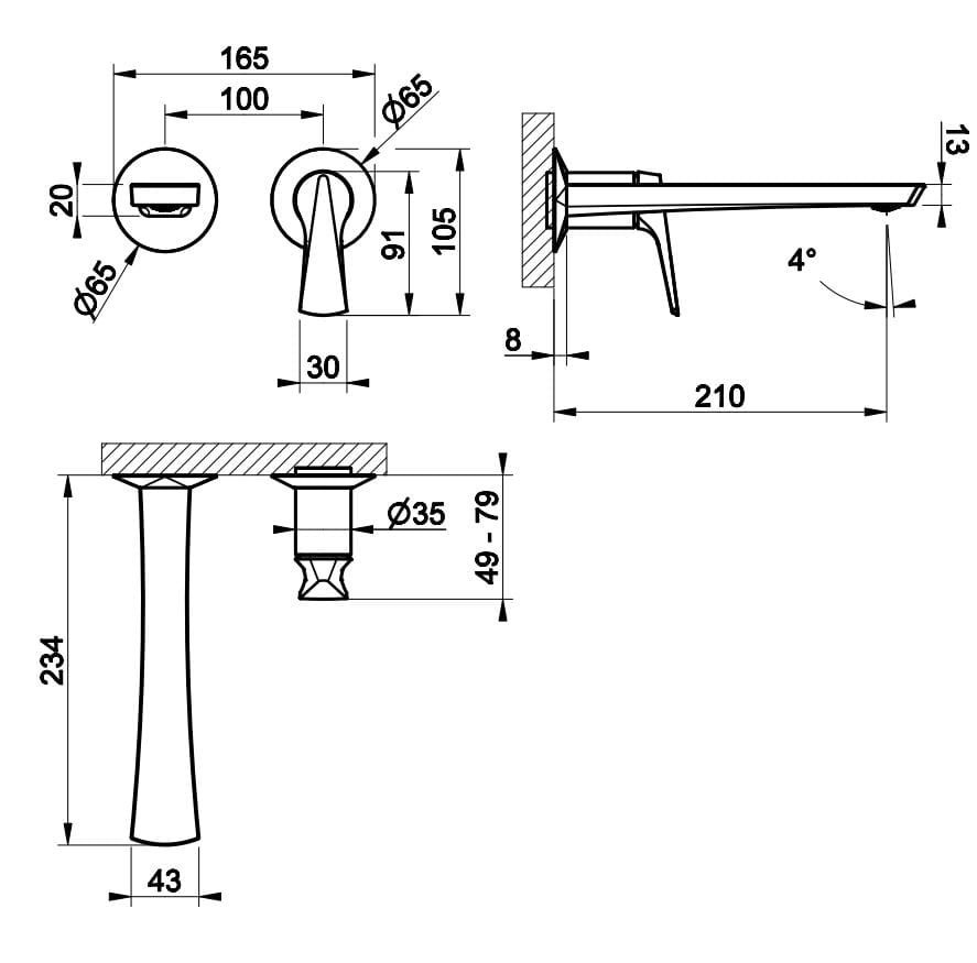 Смеситель для раковины из хромированной латуни Gessi вентилятор ARCH-00099806 - Вид №2