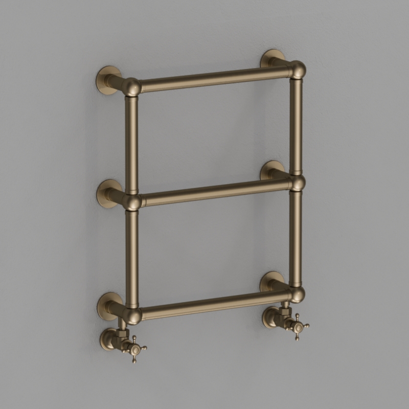 738793 Полотенцесушитель настенный в комплекте с вентилями из латуни, цвет Бронзовый Kerasan RETRO Италия 