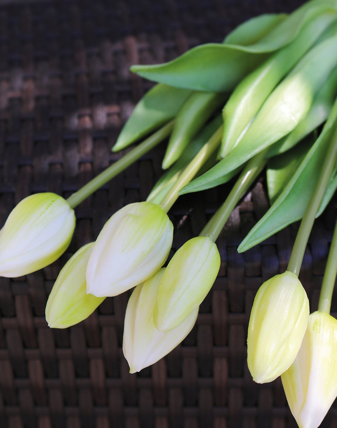 2942 708 a3 Букет тюльпанов из шелка, 7-кратный, 44 см, real touch, бело-зеленый H-andreas  - Вид №9