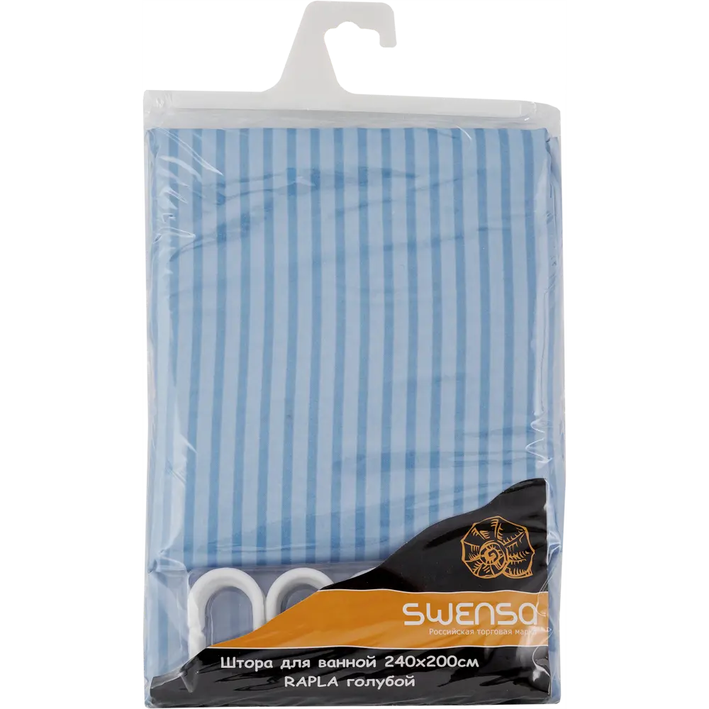 Штора для ванной Swensa Rapla 240x200 см полиэстер цвет голубой SWC-90 STLM-2054995 - Вид №5