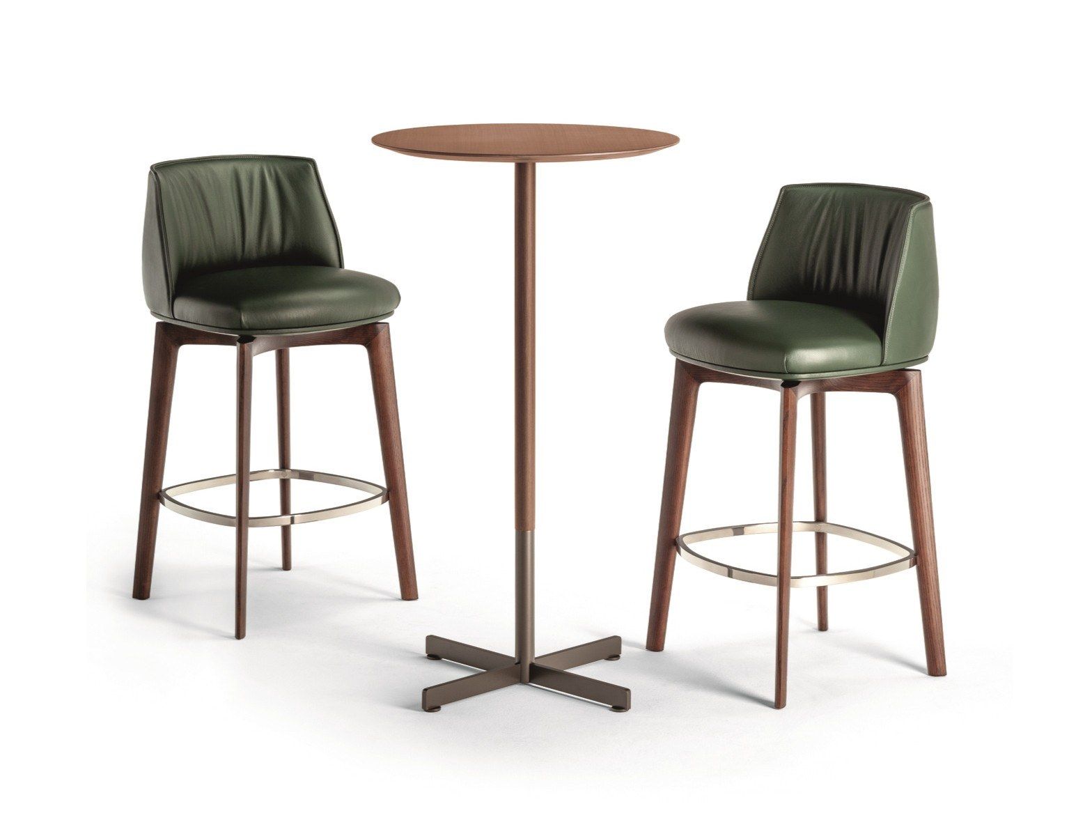 Высокий круглый стол из грецкого ореха со спицами Poltrona Frau ARCH-00151728 - Вид №1