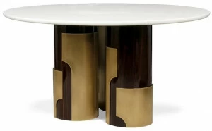 JOSÉ LEITE DE CASTRO Круглый стол из черного дерева и мрамора  13208536