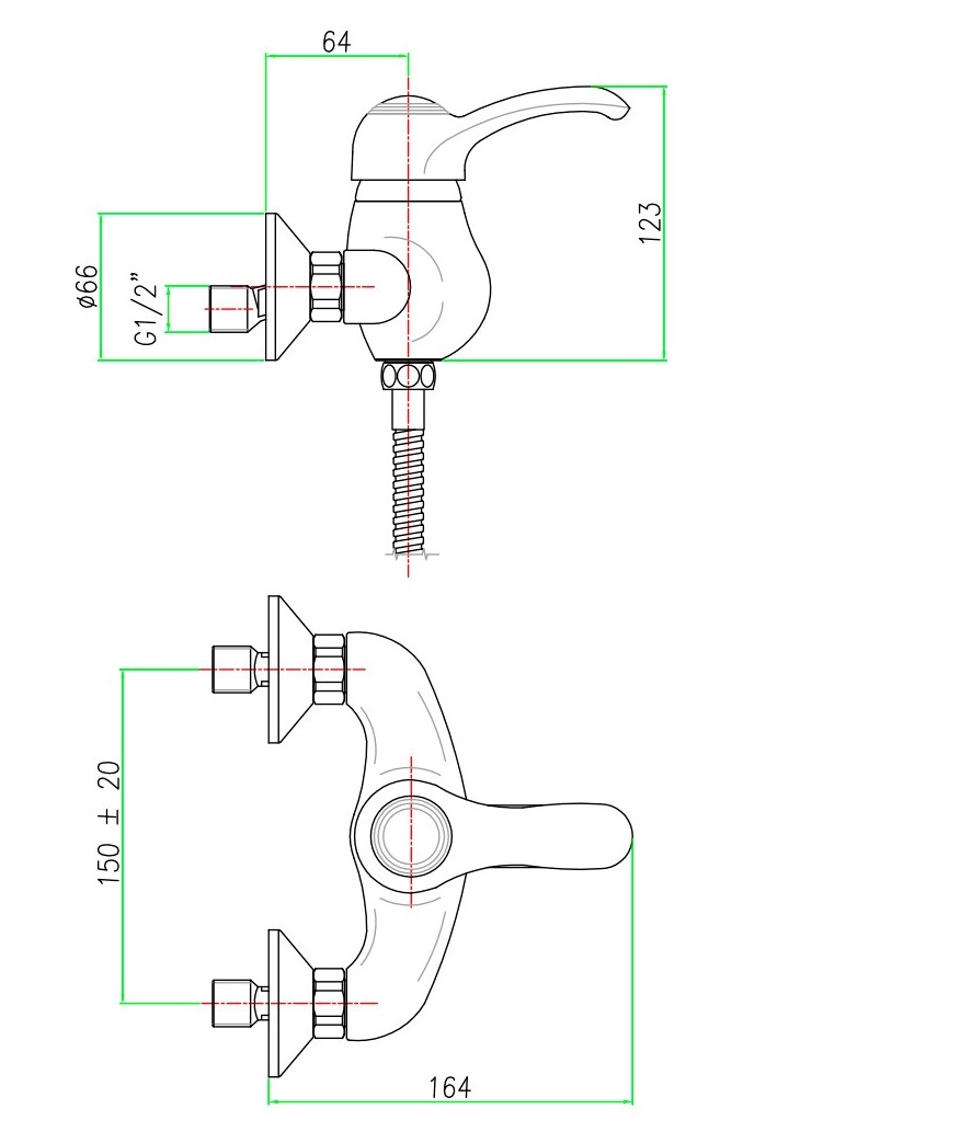 AU870102065 Смеситель для душа Webert Aurora - Вид №1