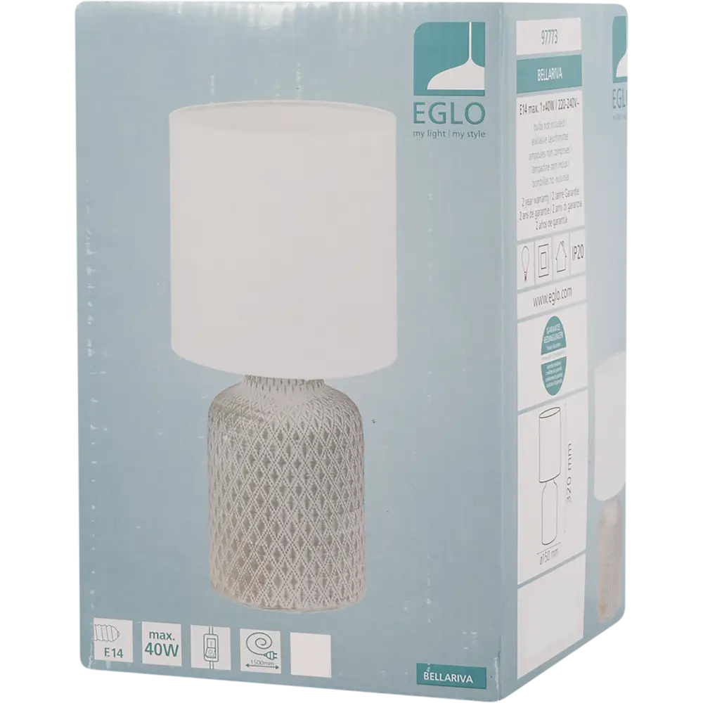 Лампа настольная Eglo «Bellariva» 1X40 ВтхE14, цвет серый/белый 81971411 STLM-2052790  - Вид №7